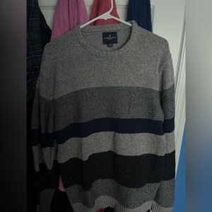 American Eagle striped blue/gray crewneck sweater